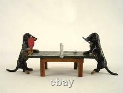 Vienne Bronze Dachshund Jouer Table Tennis Ping Pong Bermann Brass Autriche Chien