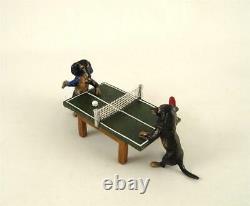 Vienne Bronze Dachshund Jouer Table Tennis Ping Pong Bermann Brass Autriche Chien